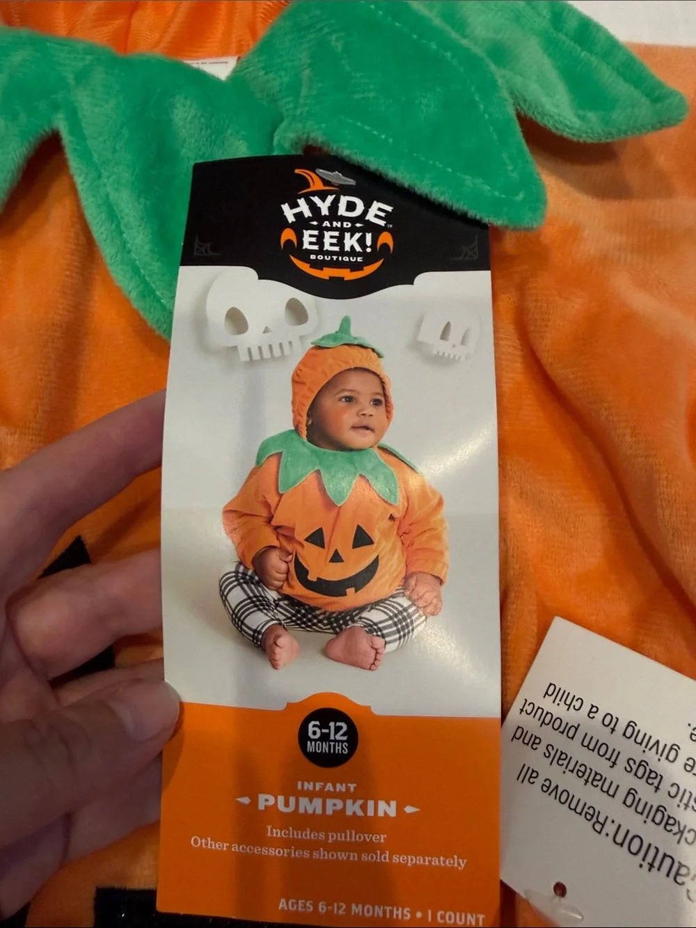 💚🎃 NWT Baby Pumpkin Halloween Costume Pullover - Hoody - 6-12 Months - Infant 🎃💚